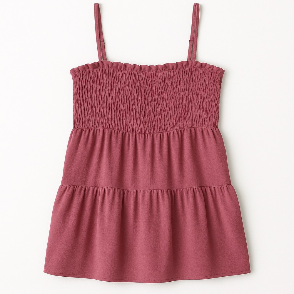 Paper Crane • Dusty Rose Smocked Tiered Cami Top • Size M